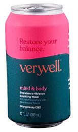 Veryvell - Mind & Body - Strawberry Hibiscus Sparkling CBD Water (4 pack cans) (4 pack cans)